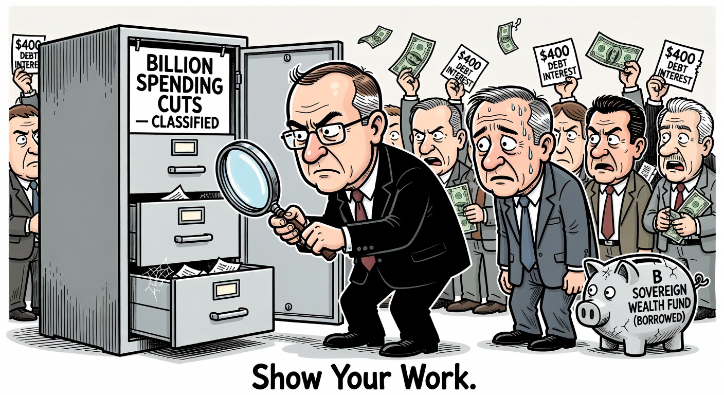 PBO holds magnifying glass over empty '$60 Billion Spending Cuts' cabinet while Carney sweats holding borrowed Sovereign Wealth Fund piggy bank
